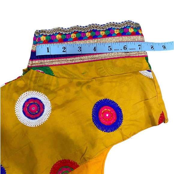 Women's Yellow & Pink Circle Design Indian Chanya Choli (M/L) - Picture 10 of 15